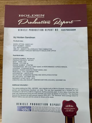 1975 Holden HJ Sandman Panel Van 308ci 4spd  - Absinth Yellow -