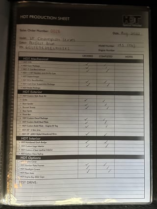 2013 Holden VF SSV Redline - HDT Champion Series - Blue Meanie Retro Build No. 006 …