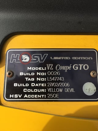 2006 VZ HSV GTO LE Coupe - Build No. 26 / 100