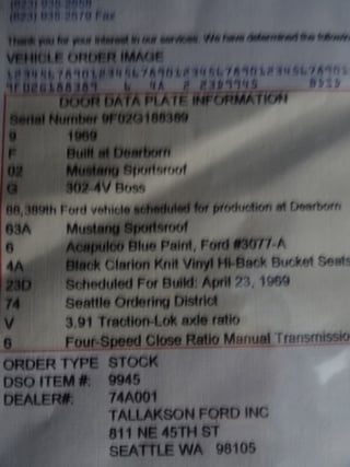 1969 Mustang Boss 302