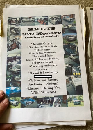 1968 HK GTS Monaro 327 V8 Bathurst