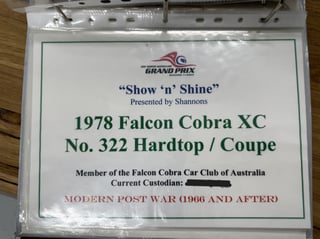 1978 Ford Falcon XC Cobra Build No 322 - Unrestored 16,462km