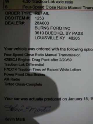 1969 R Code Mustang Super Cobrajet Mach 1