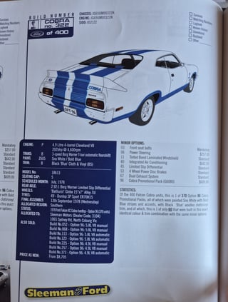 1978 Ford Falcon XC Cobra Build No 322 - Unrestored 16,462km