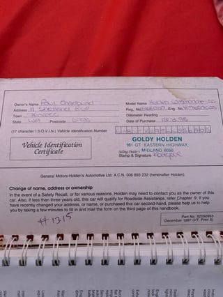 1997 VT SS Commodore 5 Litre V8 5 speed manual