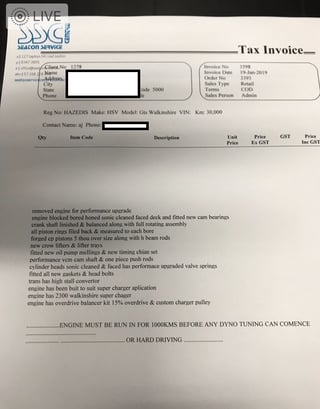 2012 HSV VE Walkinshaw Clubsport R8 Build No. 1777