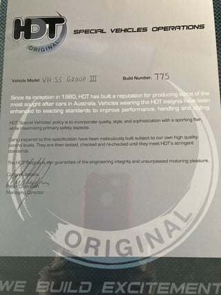 1982 VH SS Group 3 Brock Commodore #775