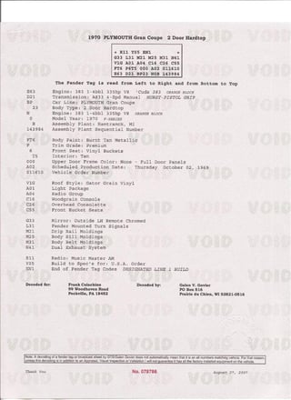 1970 Plymouth Barracuda Gran Coupe