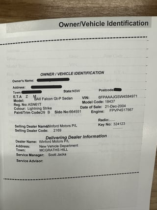 2004 FPV BA Series II GTP Build No 061 - Lightning Strike