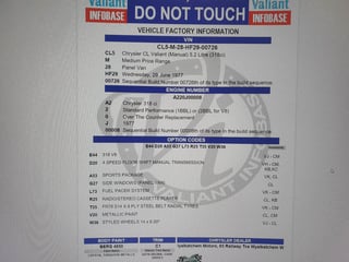 1977 Valiant CL Sports Pack Panel Van - 318 V8 4 speed