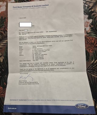 1975 XB GT Falcon - Tropic Gold