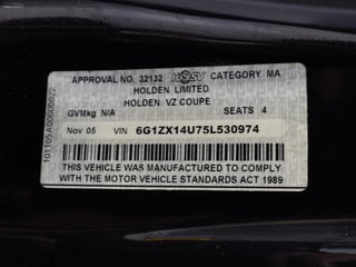 2005 HSV VZ Coupe GTO Build No 453 - Phantom Black …