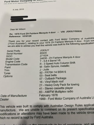 1978 Ford ZH Fairlane Marquis 5.8L V8 T-Bar Auto - Satin Spruce Metallic