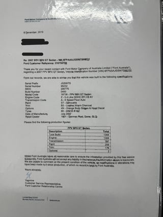 2007 FPV BF MKII GT Build No 450 - Silhouette