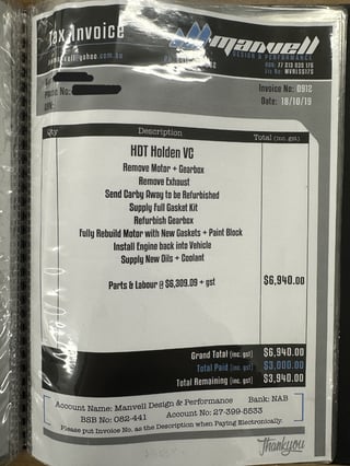 1980 HDT VC Brock Build No 367 - Tuxedo Black