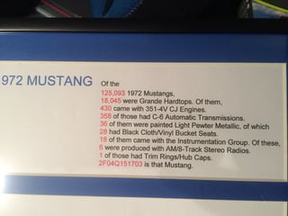 1972 Mustang Grande Q Code 351