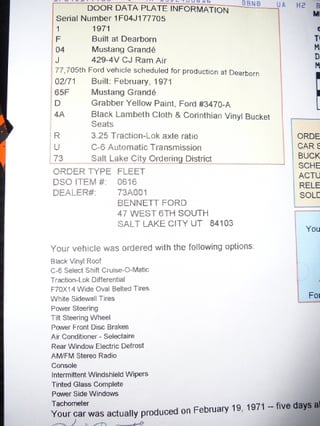 1971 Mustang Grande 429 Cobrajet