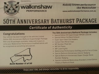 VE Clubsport R8 - Walkinshaw Performance 50th Anniversary Bathurst Pack #17/50