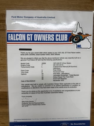 1973 Ford Falcon XB GT 4V - Polar White 