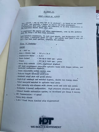 1985 HDT VK SS Group A Brock Commodore - Build No 265