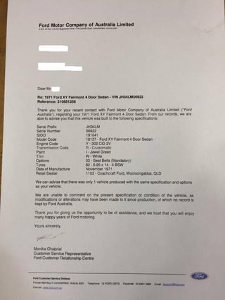 1971 XY Fairmont 302 V8