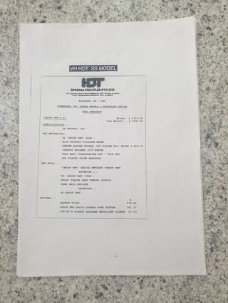 1982 VH HDT SS Commodore Group 2 Build No 659 - Maranello Red