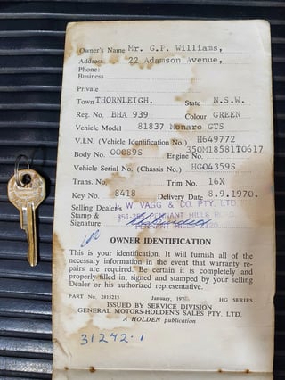 1970 HG GTS 350 Monaro - SURVIVOR SUPERB!