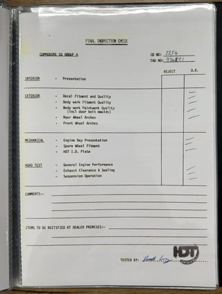 1985 HDT VK SS Group A Brock Commodore Build No 64/500 - 11,820 km