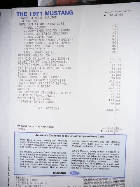 1971 Mustang Grande 429 Cobrajet - Image 13541